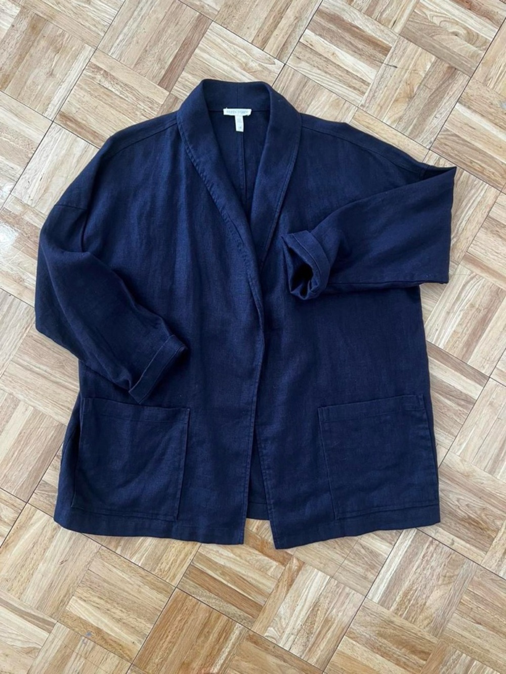 Eileen Fisher Kimono Style Lightweight Linen Jacket Minimalist Capsule Chore L